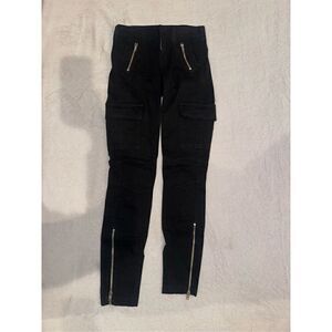 J BRAND SIZE 22 black cargo jeans with silver zippers pants women